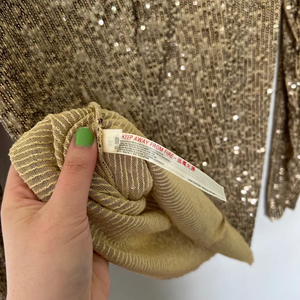 Free People‎ Gold Sequin Top Women's Size Small Going out Party Event Club Rave - Picture 5 of 6